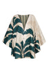 Cavalo Linen Poncho / Aquamarine Palms - Green Stripes