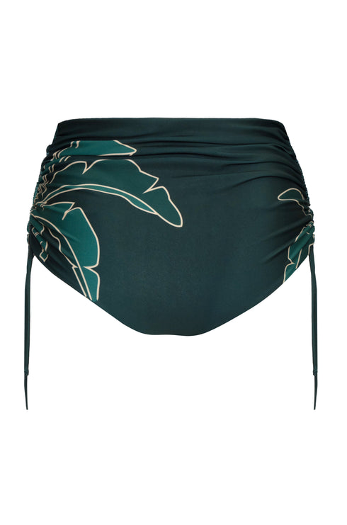 Victoria Hand Embroidered Bottom / Aquamarine Palms - Metallic Mint