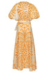 Ermita Linen Midi Dress / Ecru Yellow Arabesque