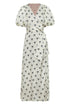 Ermita Martellato Silk Midi Dress / Ivory - Black Polka Palms