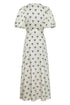 Ermita Martellato Silk Midi Dress / Ivory - Black Polka Palms