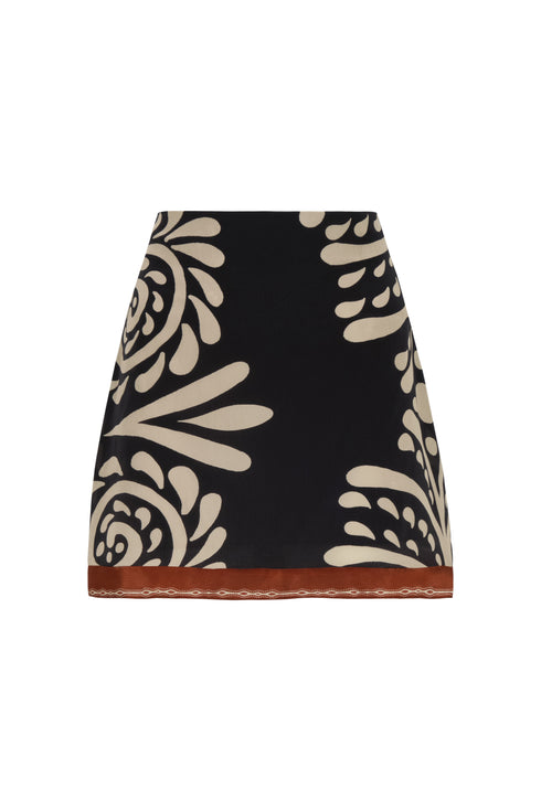Carmelita Crepe Chine Mini Skirt / Black Arabesque