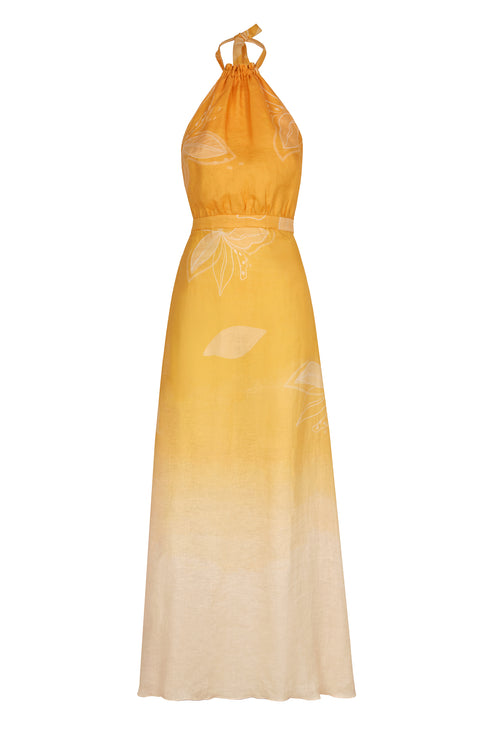 Magdalena Linen Maxi Dress / Yellow