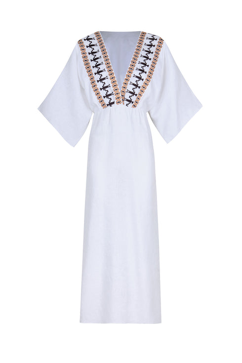 Topacio Linen Tunic / White Embroidered