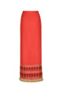 Guainia Linen Midi Skirt / Red Embroidered