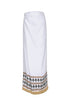 Guainia Linen Midi Skirt / White Embroidered