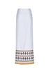 Guainia Linen Midi Skirt / White Embroidered