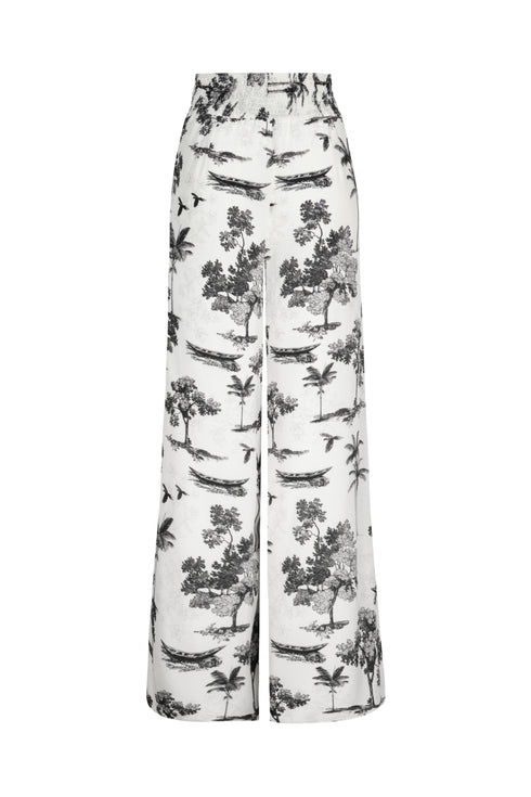 San Cipriano Crepe Chine Pants / Ivory Trees