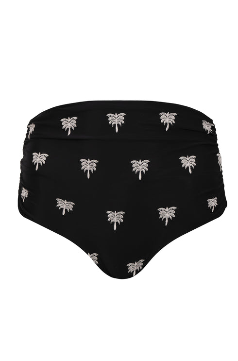 Victoria Embroidered Bottom / Black - Ivory Polka Palms