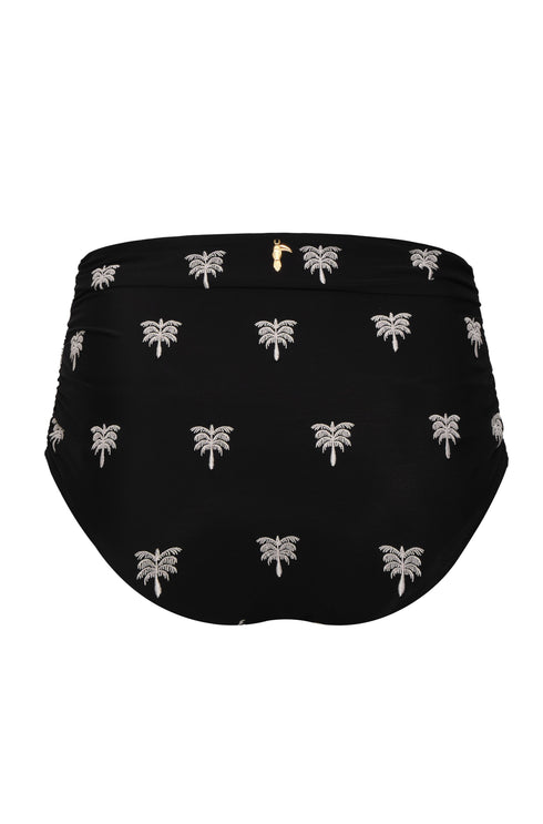 Victoria Embroidered Bottom / Black - Ivory Polka Palms