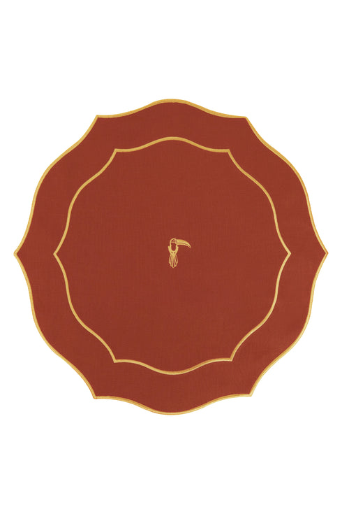 JDD Tucan Linen Placemat / Salmon - Yellow