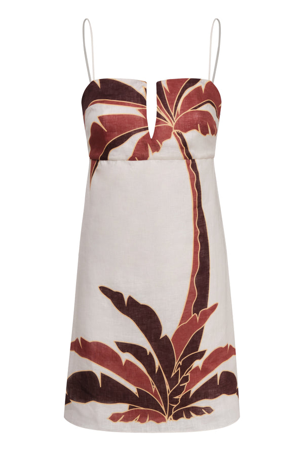 Antonia Linen Mini Dress / Terra Palm