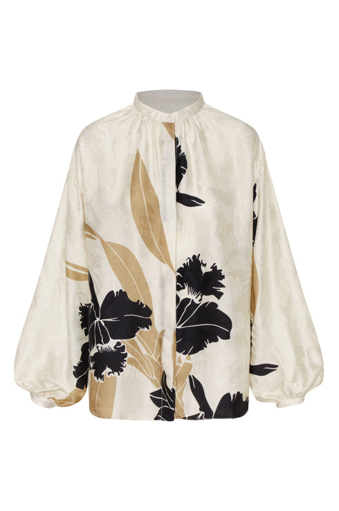 Don Simon Jacquard Silk Shirt/ Black Orchids