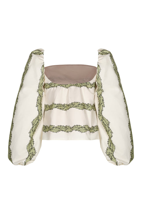 Celia Cotton Blouse / Ivory Striped Helechos