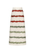 El Carmen Embroidered Cotton Midi Skirt / Ivory Striped Helechos