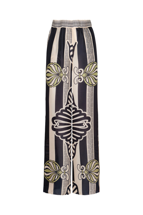 Joao Cotton Silk Pants / Navy Ornament Stripes