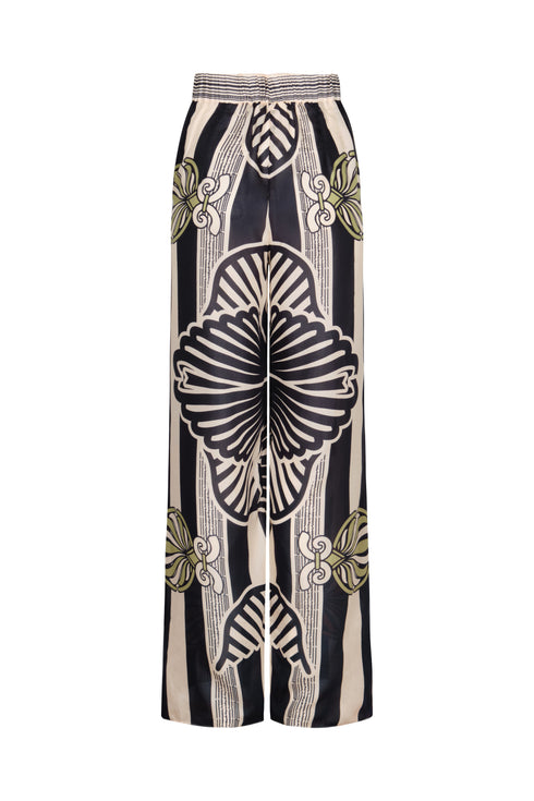 Joao Cotton Silk Pants / Navy Ornament Stripes