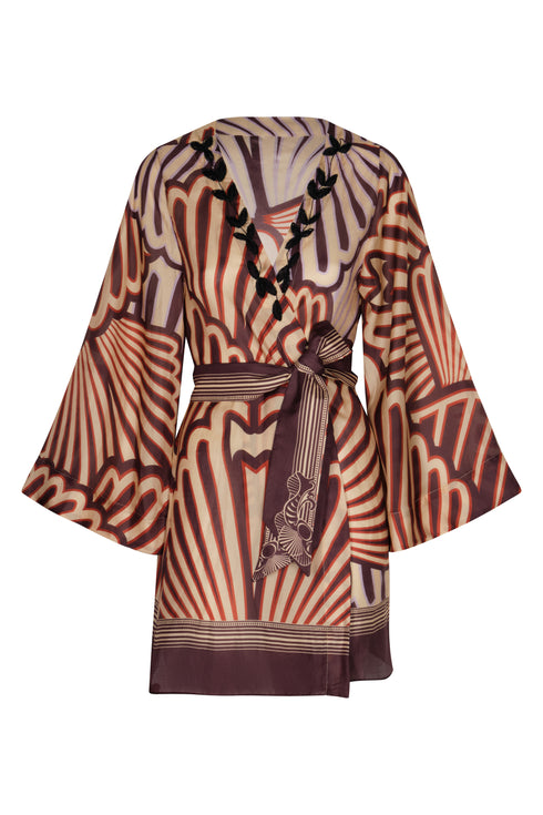 Joaquina Cotton Silk Mini Tunic / Wine Intricate Shells