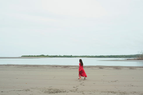 Pacifico Silk Maxi Dress / Red Chontaduro