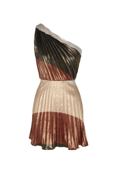 Amaral Silk Jacquard Mini Dress / Terra Stripes