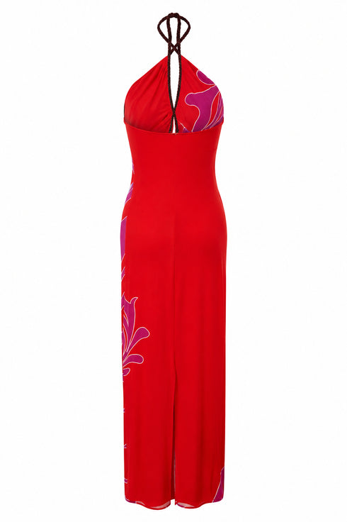 Amazonia Jersey Midi Dress / Fuchsia Buganvilias