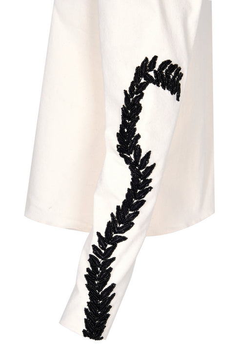 Ana Canvas Hand Embroidered Blouse / Ecru