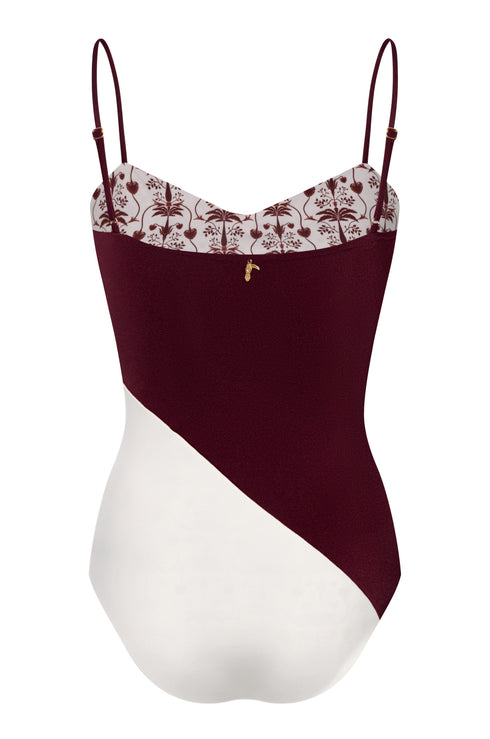 Ana y Jose Hand Embroidered One Piece / Purple & Ivory