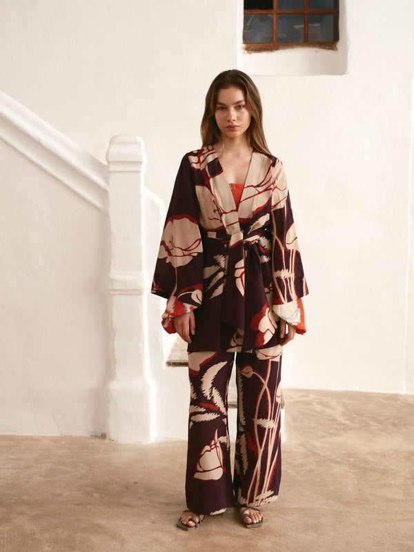 Joaquina Crepe Chine Mini Tunic / Purple Gladiolos