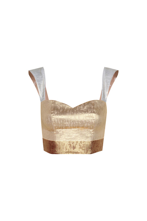 Calima Silk Jacquard Crop Top / Terra Stripes