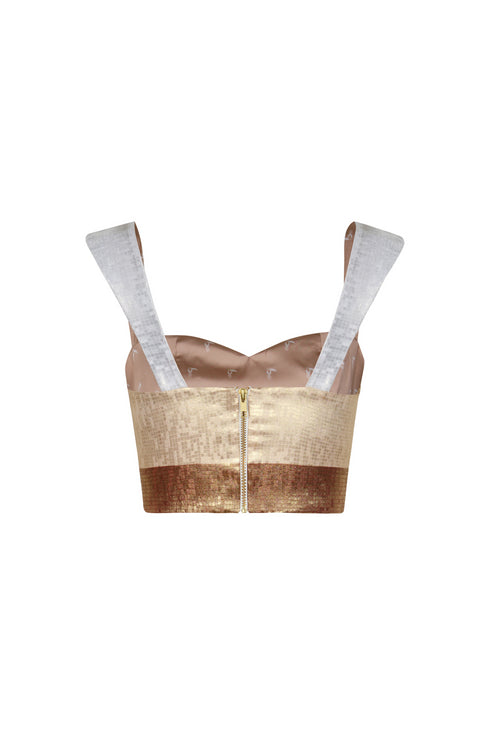 Calima Silk Jacquard Crop Top / Terra Stripes