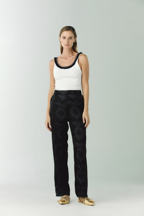 Santo Tomas Silk Jacquard Pants / Black