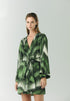 Joaquina Silk Jacquard Mini Kaftan / Green Brushed