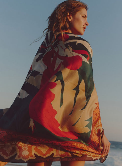 De La Falaise Cotton Silk Sarong / Peach Dancer