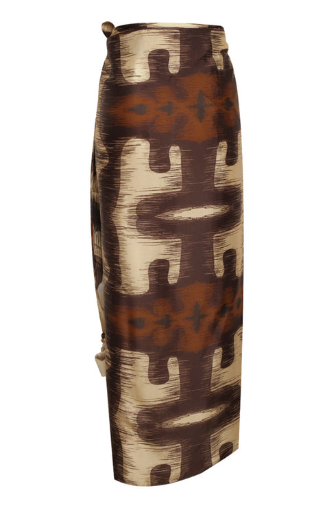 Mapara Martellato Silk Skirt / Brown Ikat