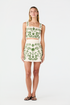 Carmelita Embroidered Linen Mini Skirt / Ivory Green Buganvilias