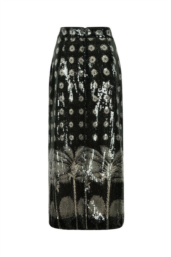 El Carmen Sequins Midi Skirt / Green