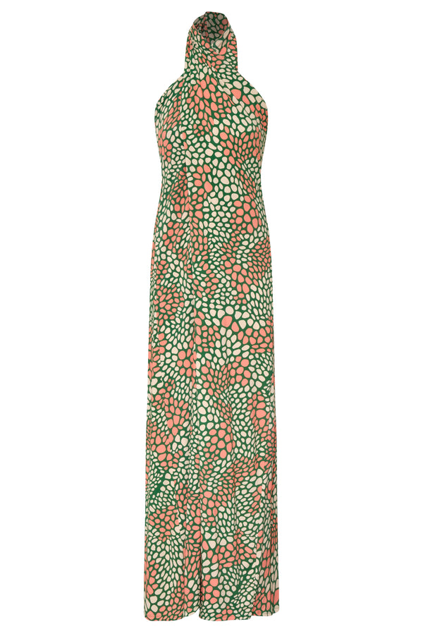 Carey Jersey Maxi Dress / Green Peach Animal Print