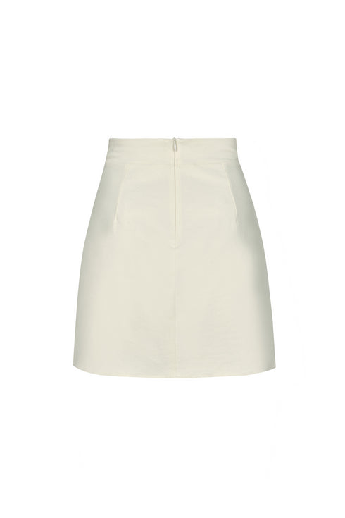 Carmelita Canvas Hand Embroidered Mini Skirt / Ecru