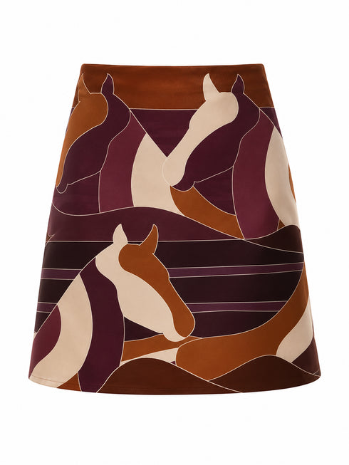 Carmelita Crepe Mini Skirt / Purple Horses