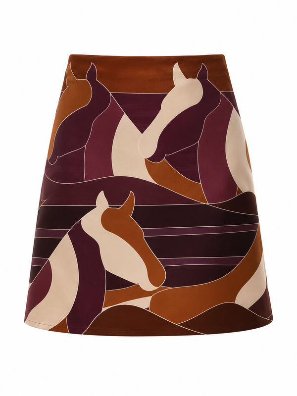 Carmelita Crepe Mini Skirt / Purple Horses