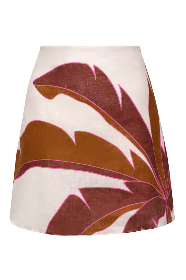 Carmelita Linen Mini Skirt / Fuchsia Palm
