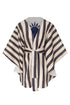 Cavalo Embroidered Linen Poncho / Ivory and Navy