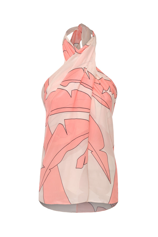 Cayetana Silk Crepe Blouse / Peach Palms