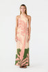 Cayetana Silk Crepe Maxi Dress / Peach Palms