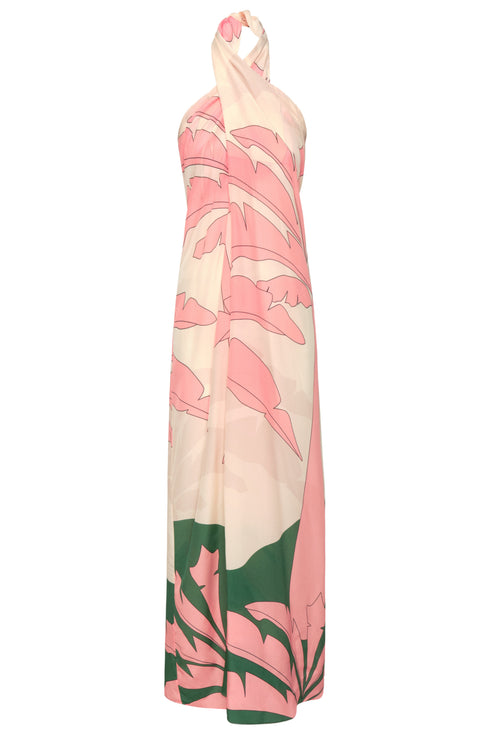 Cayetana Silk Crepe Maxi Dress / Peach Palms