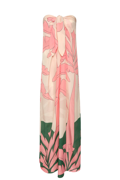 Cayetana Silk Crepe Maxi Dress / Peach Palms
