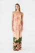 Cayetana Silk Crepe Maxi Dress / Peach Palms