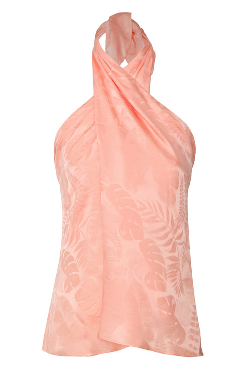 Cayetana Silk Jacquard Blouse / Peach