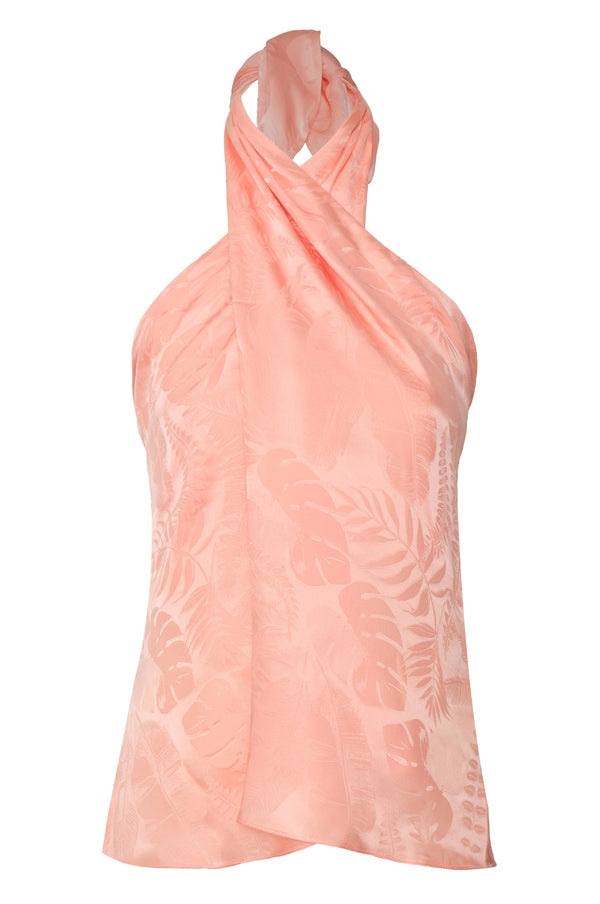 Cayetana Silk Jacquard Blouse / Peach