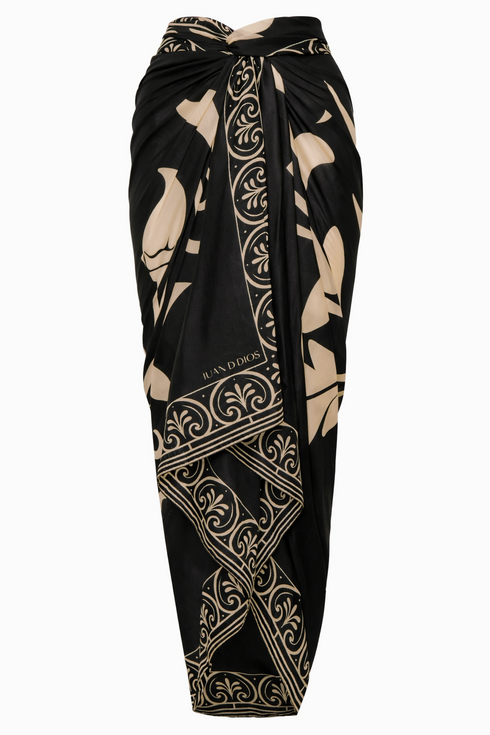 De La Falaise Cotton Silk Sarong / Ivory Flowers